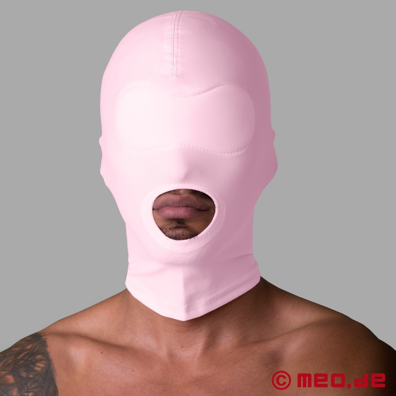 Maschera in spandex rosa con apertura della bocca