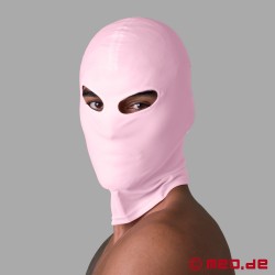 Máscara de fetiche cor-de-rosa - máscara de spandex com aberturas para os olhos
