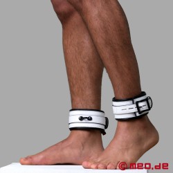 White leather ankle cuffs, lockable and padded - VENEZIA