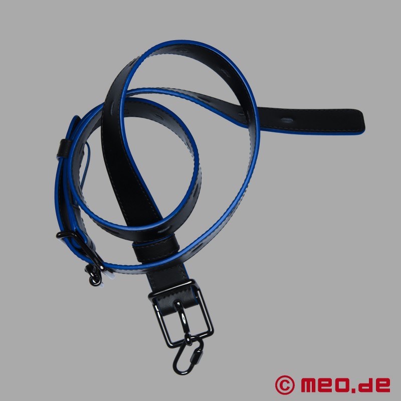Cinturón bondage de piel de becerro - Negro/Azul