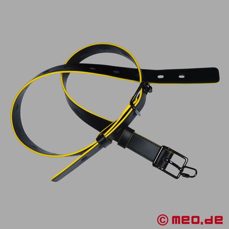 Cintura bondage in pelle di vitello - nero/giallo