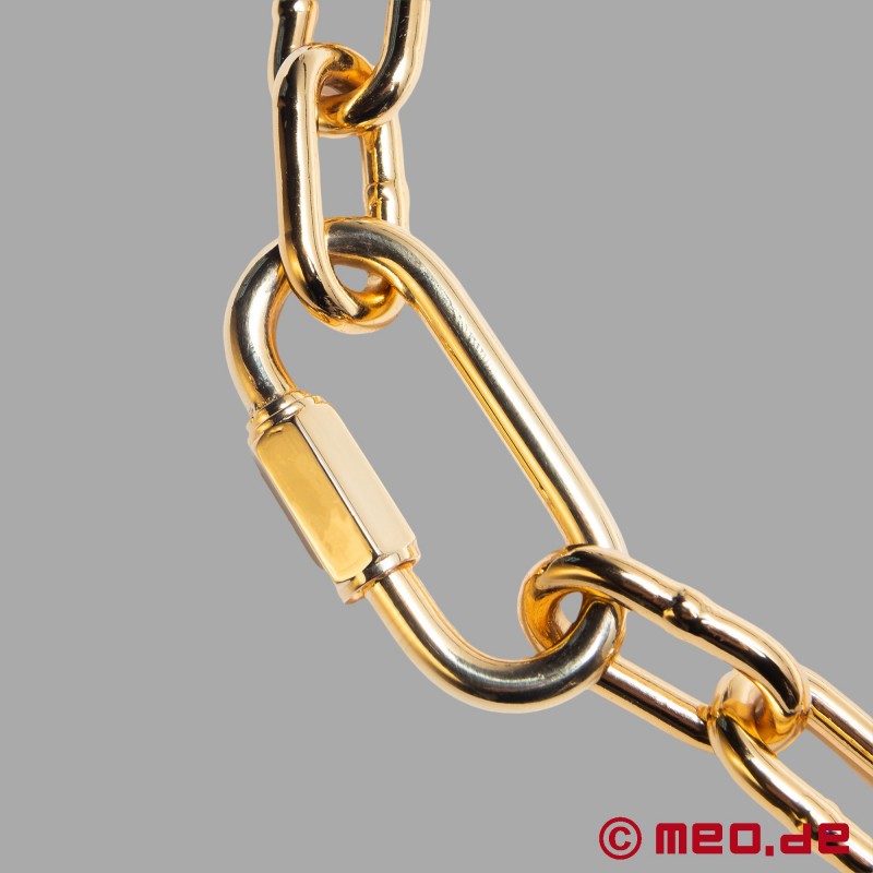 BDSM grandininė apykaklė - auksinė