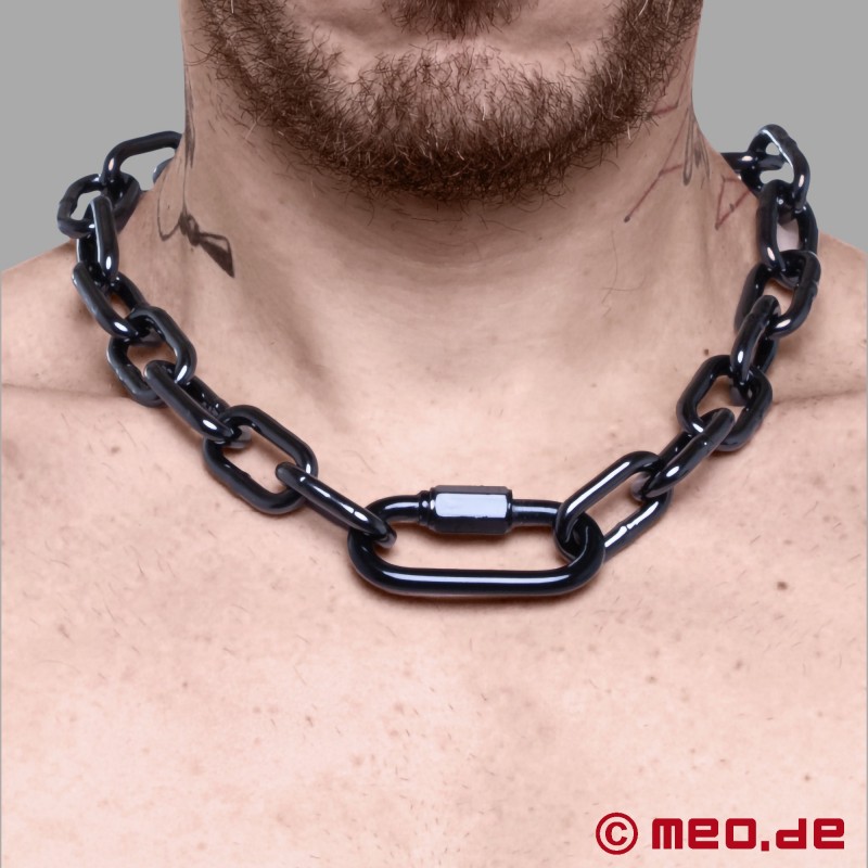 Collier BDSM en chaîne - Ruthénium