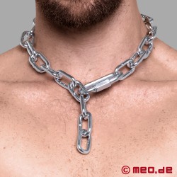 BDSM-halsband med kedja - Palladium