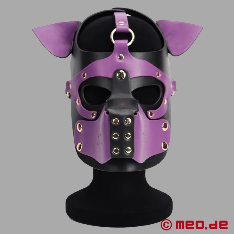 Playful Pup Hood - 黑色/紫色面罩