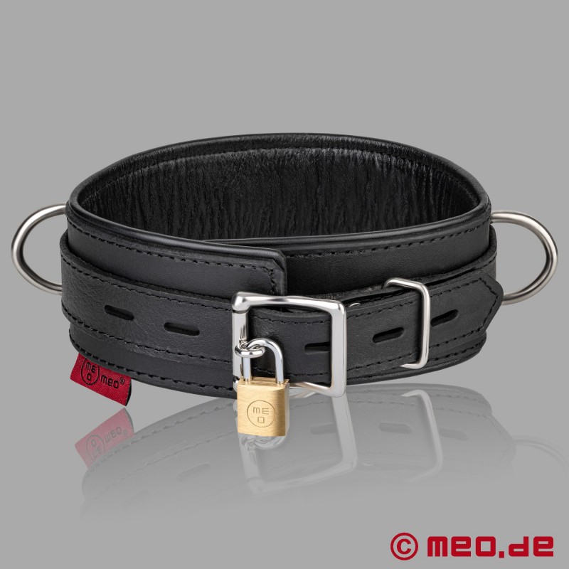 Lockable Leather BDSM Collar - Black Berlin Collection