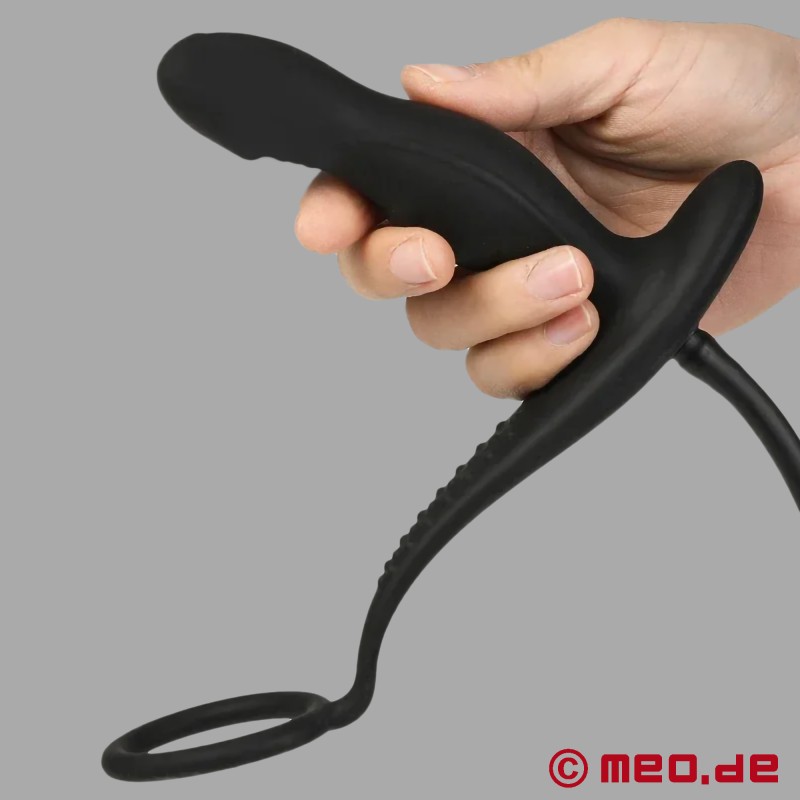Stimulator de prostată GLADIATOR - Plug anal gonflabil cu inel de penis