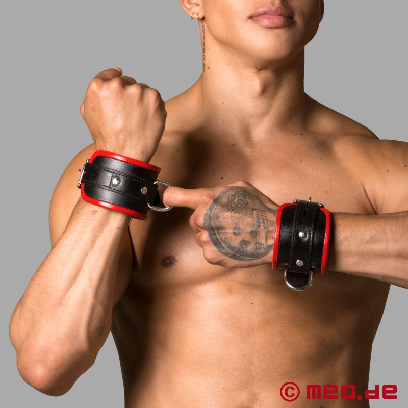 Algemas em couro, almofadadas - preto / vermelho - AMSTERDÃO - 3