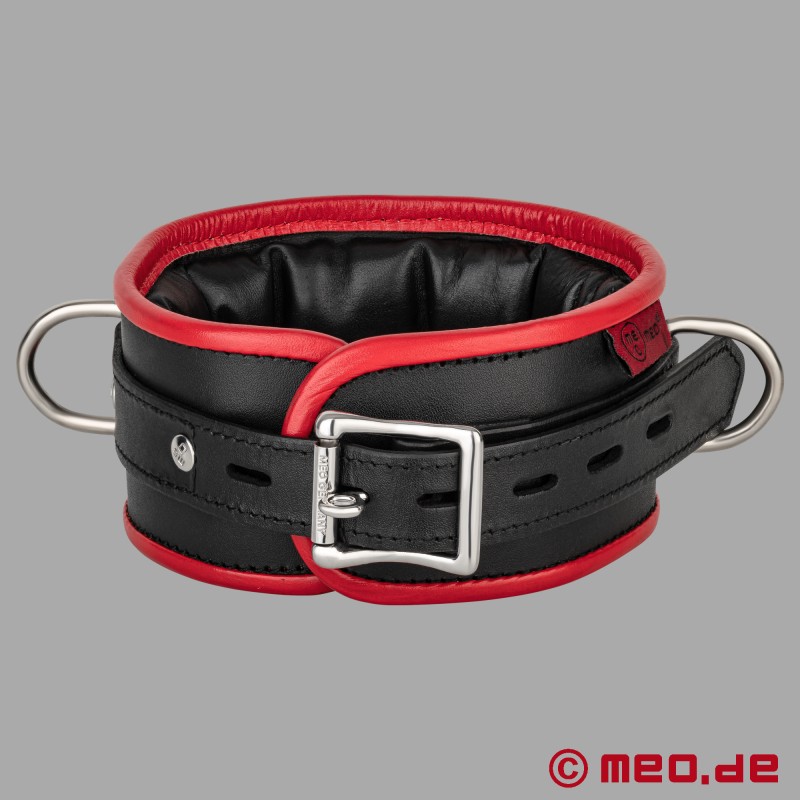 BDSM halsband van pelle - zwart/rood - Amsterdam