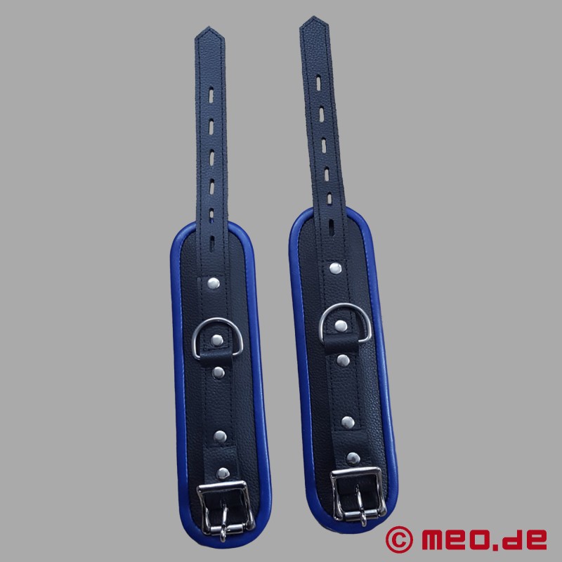 Bőr bilincs, párnázott - fekete / kék - AMSTERDAM - 9