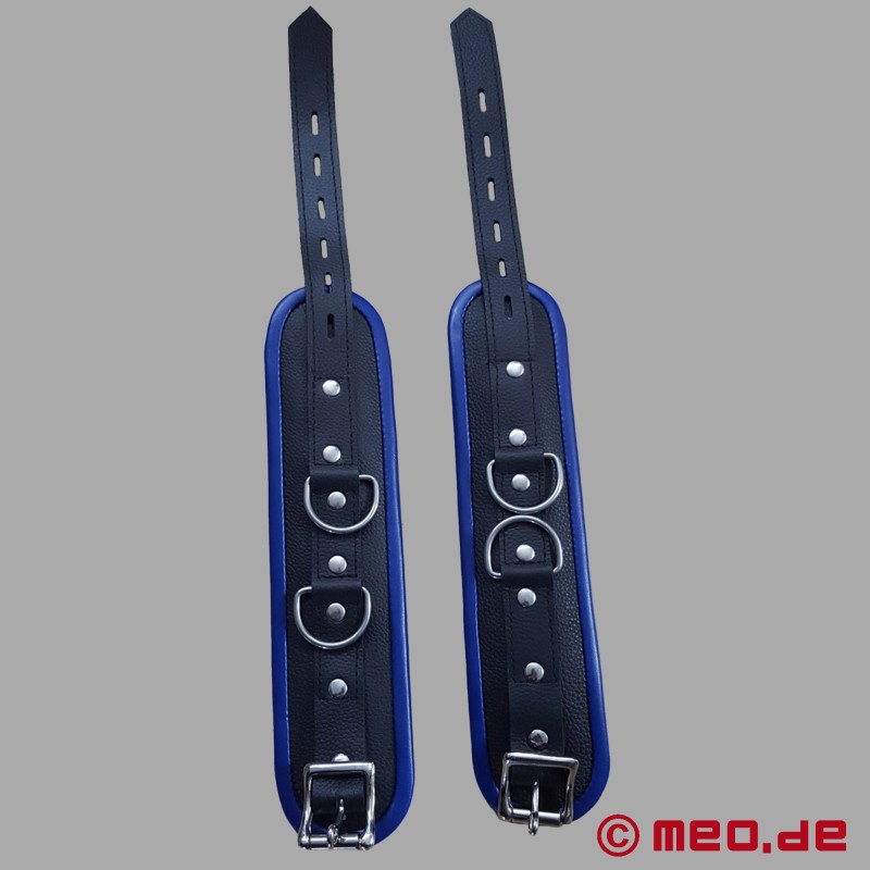 Ankelmansjetter i lær, polstret - svart/blå - AMSTERDAM - 3