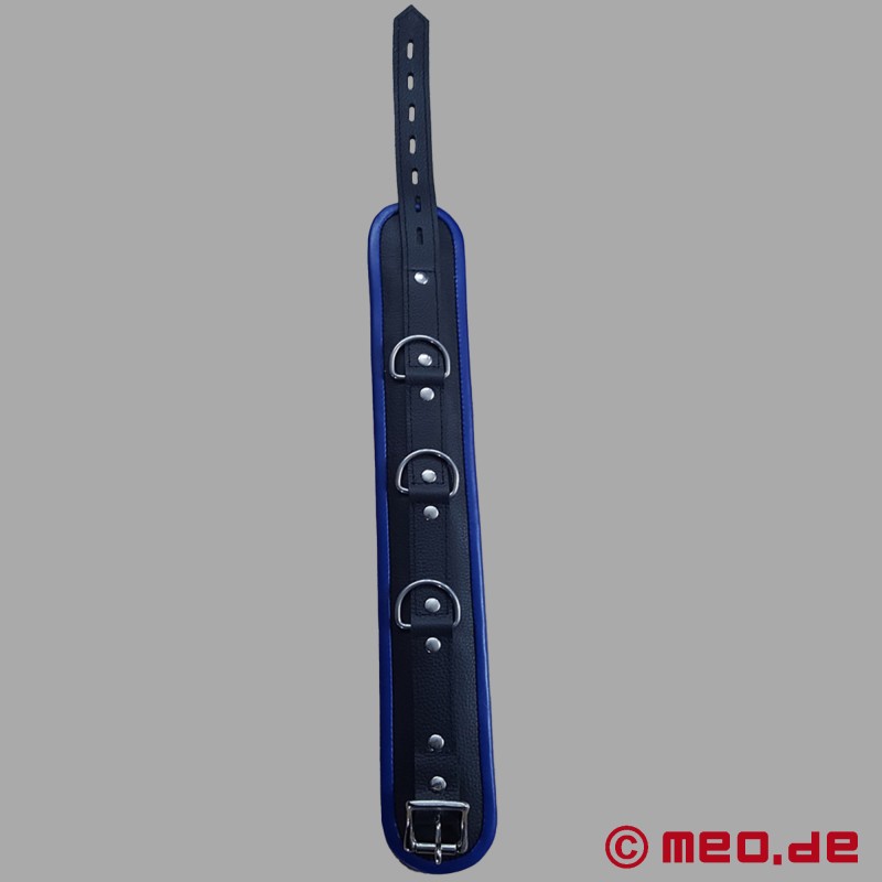 BDSM halsband van pelle - zwart/blauw - Amsterdam - 4