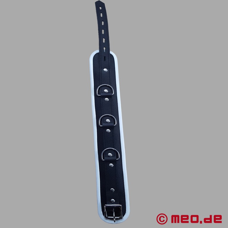 BDSM obojek z kůže - černý/bílý - Amsterdam - 5