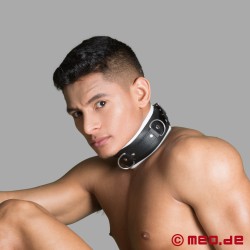 Colarinho em couro, acolchoado, preto/branco, coleção Amesterdão - Thumbnail