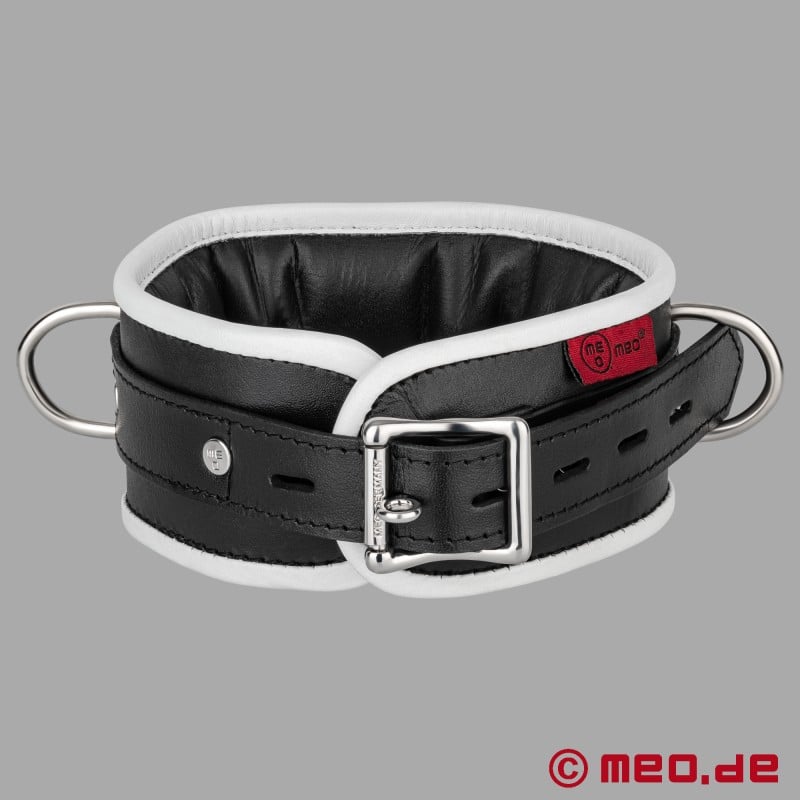 BDSM leather collar - black/white - Amsterdam