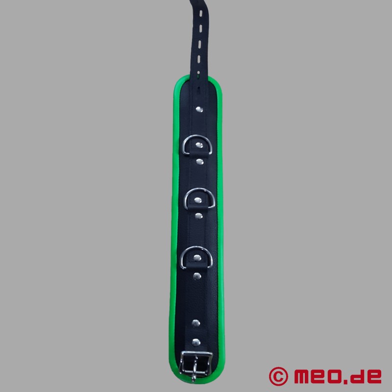 Colier din piele BDSM - negru/verde - Amsterdam