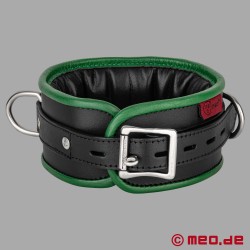 BDSM-halsbånd i læder - sort/grøn - Amsterdam
