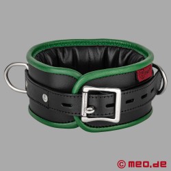 BDSM-Halsband aus Leder, gepolstert, schwarz/grün, Amsterdam Kollektion - Thumbnail