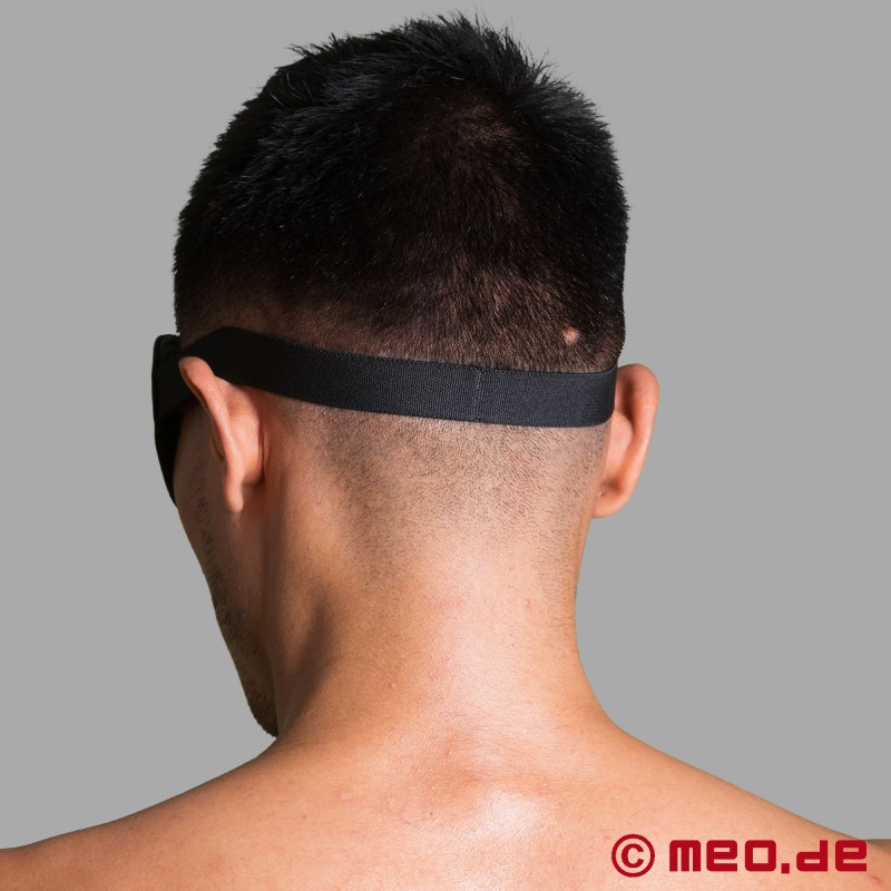 Masque BDSM pour les yeux en cuir de veau - avec bandeau flexible