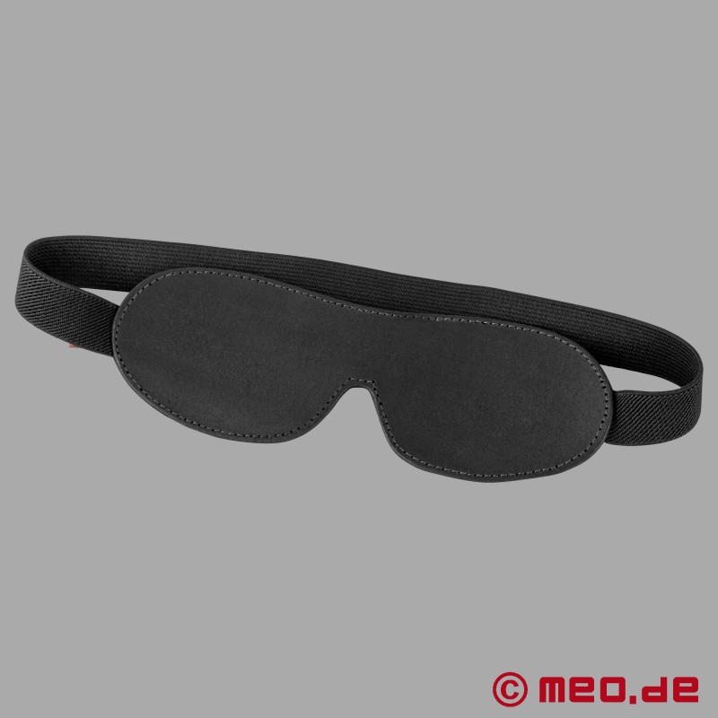 Máscara para os olhos em pele de bezerro BDSM - com fita flexível para a cabeça - 2