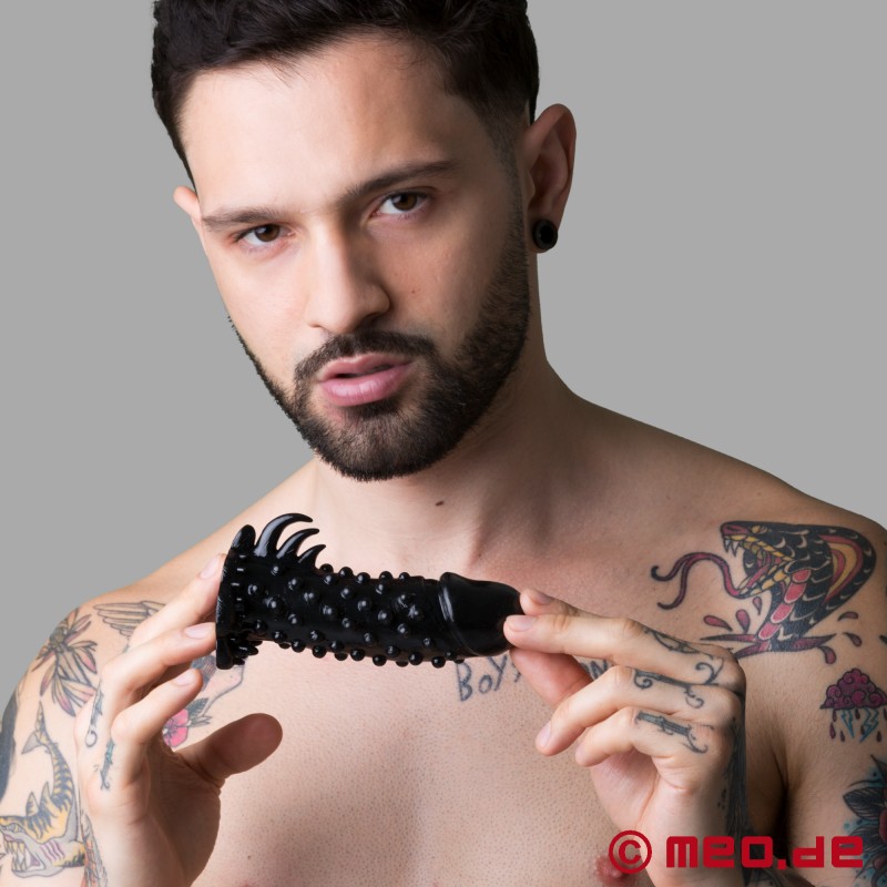 Black Kinky Dick - Penis sleeve met nopjes - 5