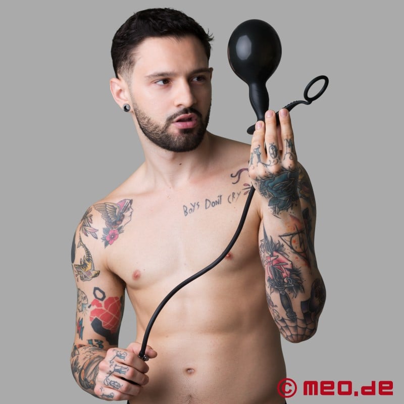 Prostatastimulator GLADIATOR - Oppustelig analplug med cockring