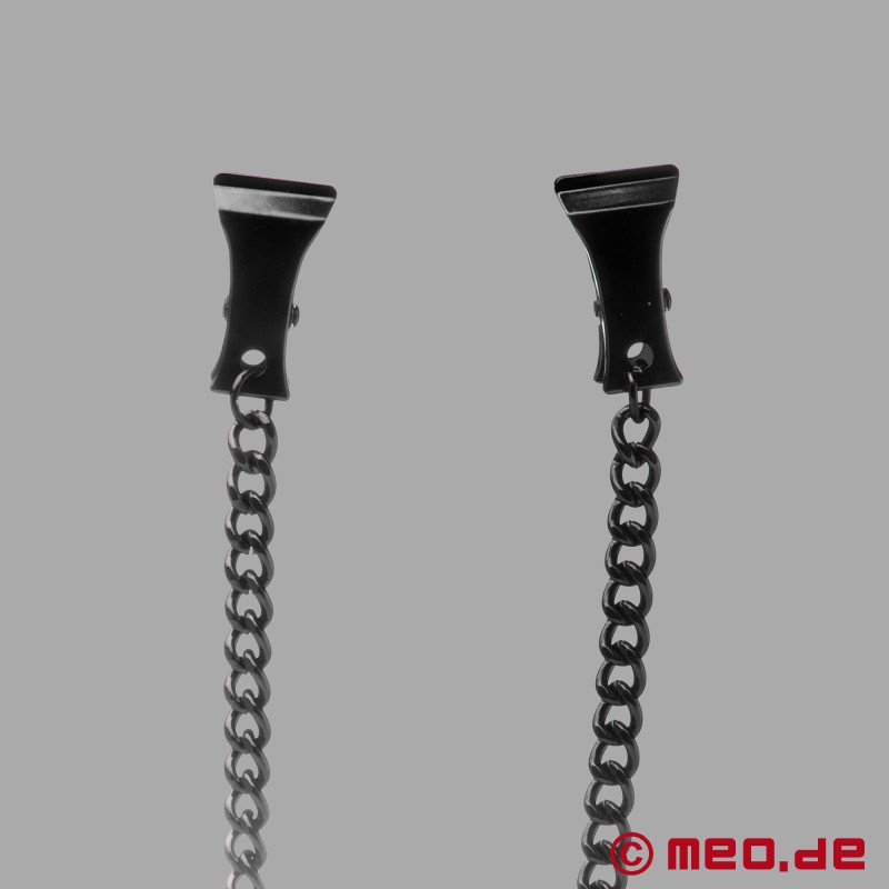 Black Nipple Clamps with Chain - Sadomaso