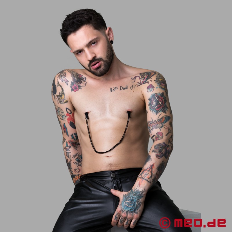 Cleme pentru sfârcuri negre cu lanț - Sadomaso