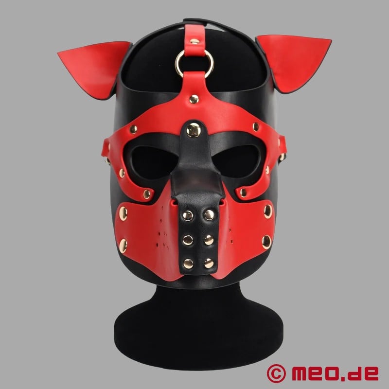 Playful Pup Hood - Juodos/raudonos spalvos kaukė