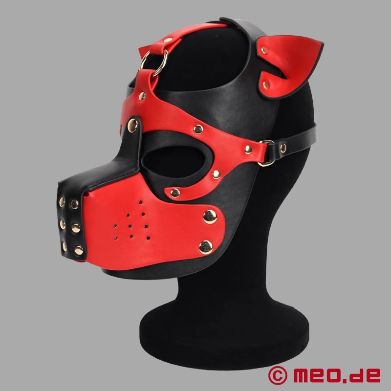 Playful Pup Hood - Mask in black and red