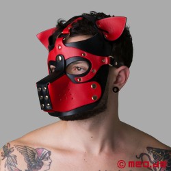 Playful Pup Hood - Juodos/raudonos spalvos kaukė