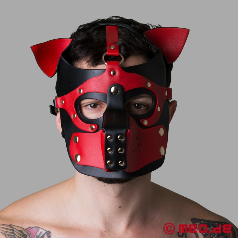 Playful Pup Hood - Mask in black and red