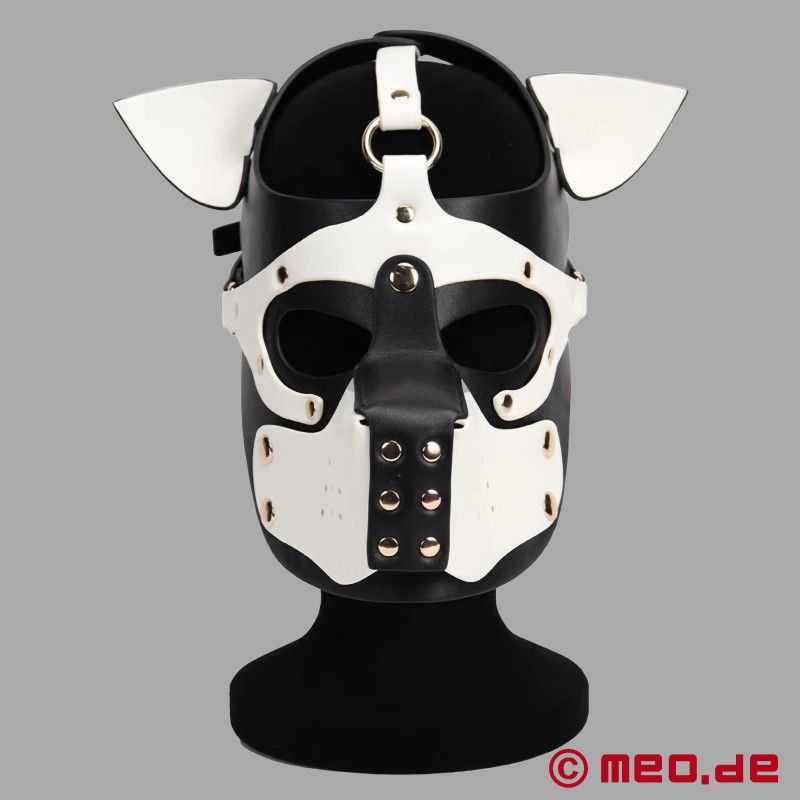 Playful Pup Hood - Mască în alb/negru