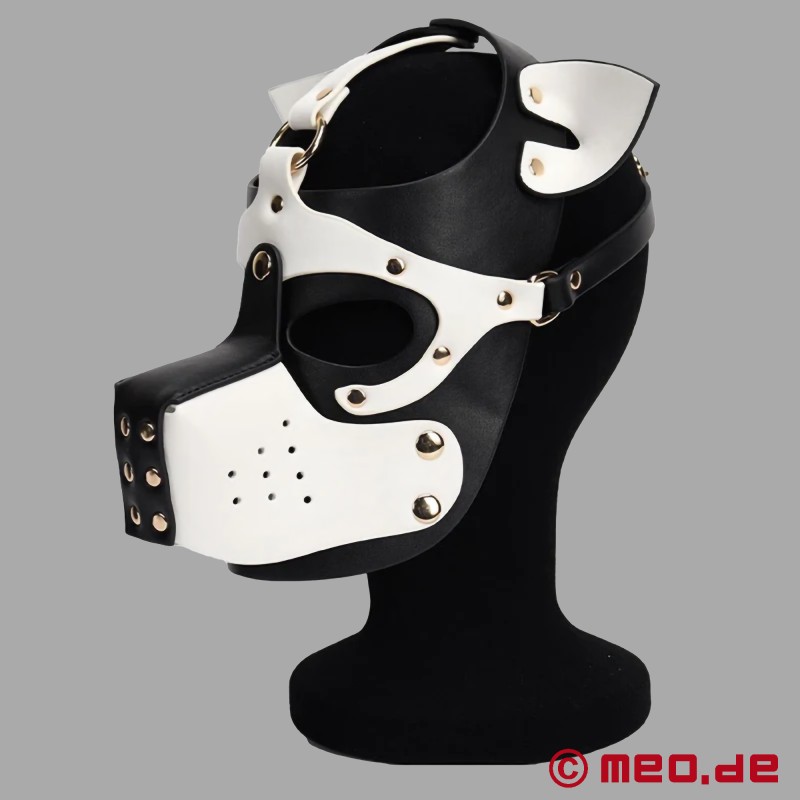 Playful Pup Hood - Mască în alb/negru