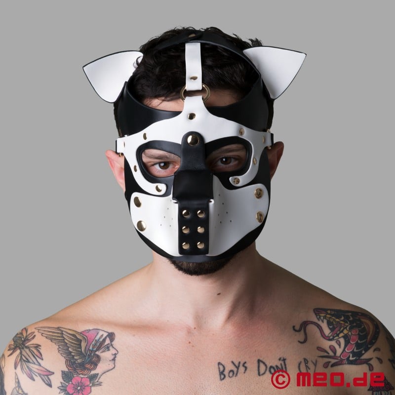 Playful Pup Hood - Mask in black and white