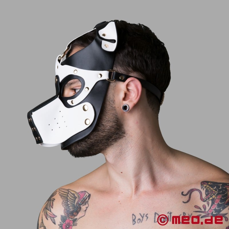 Playful Pup Hood - Mask in black and white