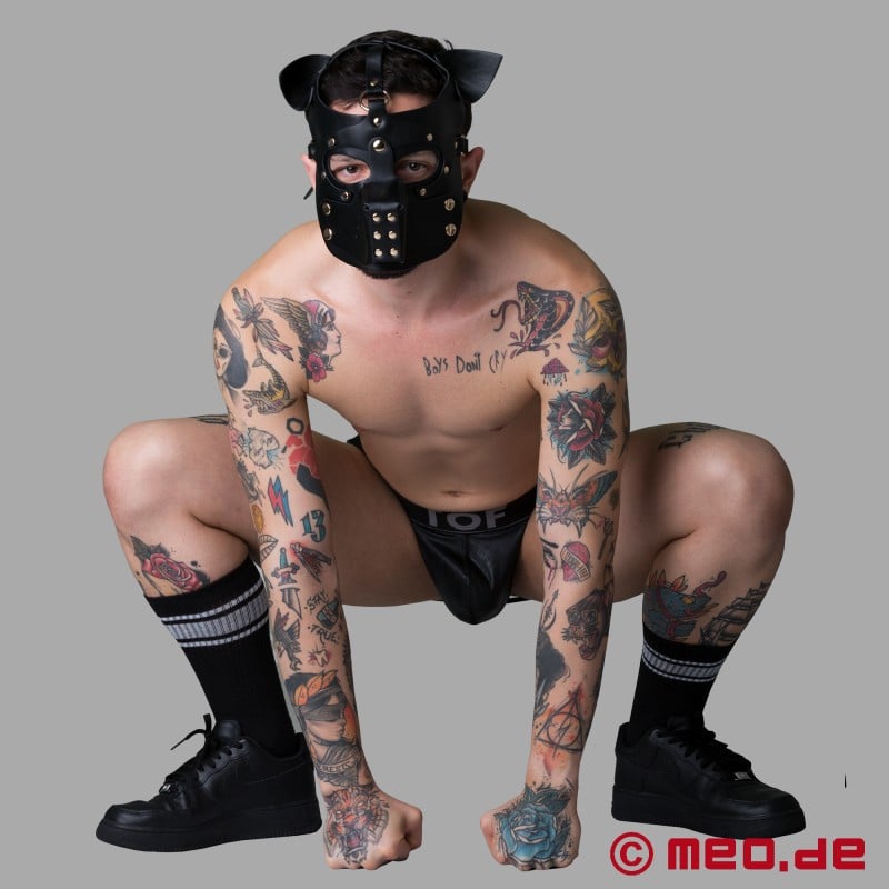 Playful Pup Hood - Mask in black