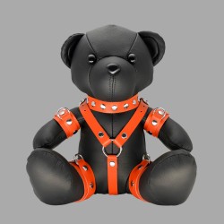 Urso de peluche BDSM em couro verdadeiro - Orange Ollie - O inconformista selvagem - Thumbnail