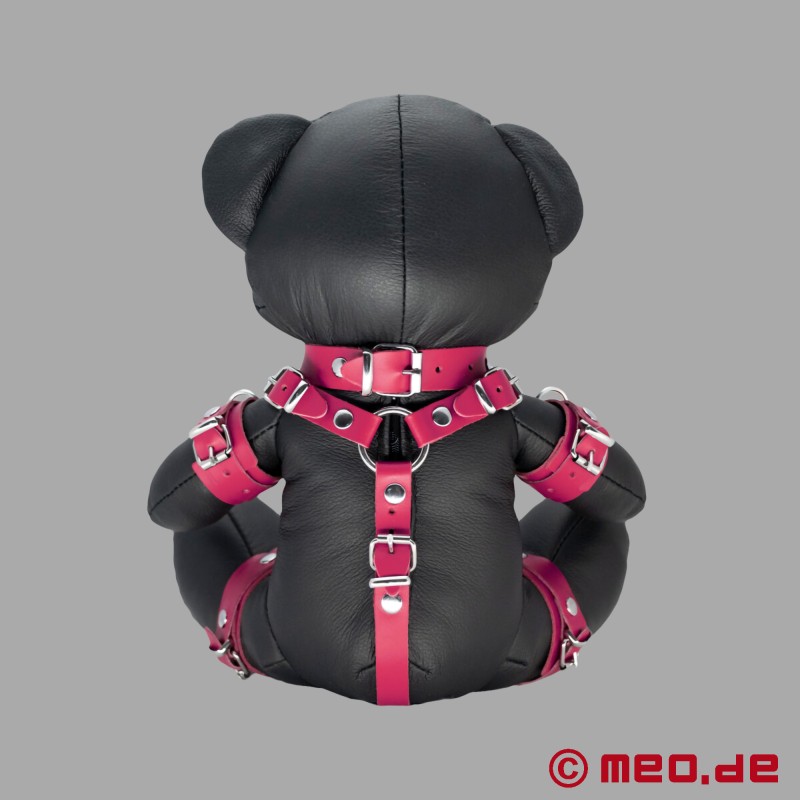 BDSM teddy bear made of leather - Pink Patty