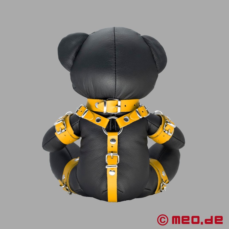 BDSM teddy bear made of leather - Yellow Yoyo