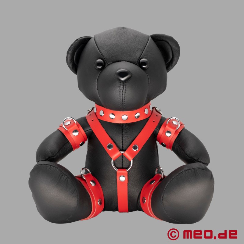 BDSM teddy bear made of leather - Red Randy