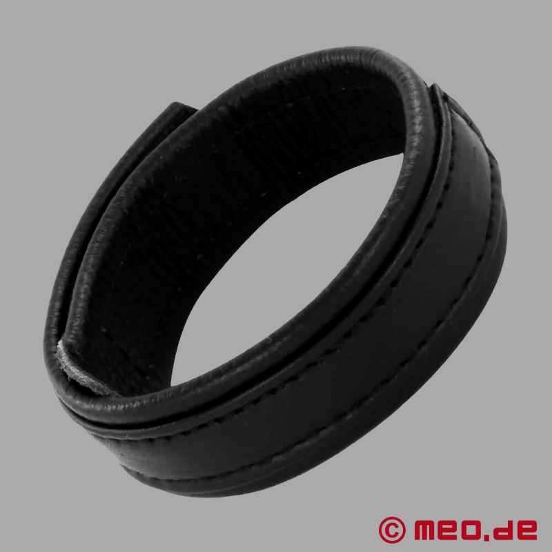 Cockring em couro com fecho de velcro - tamanho ajustável - 1