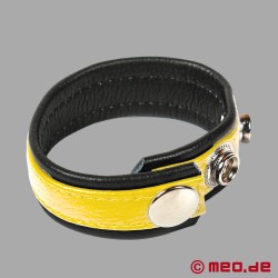 Cock ring adjustable, made of leather with Hanky Code - yellow