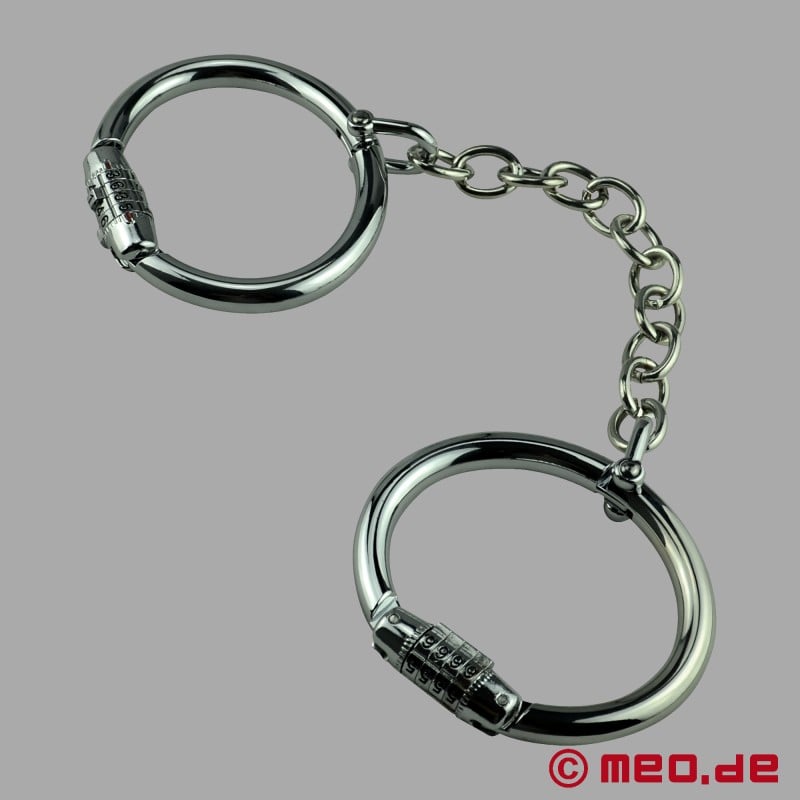 Steel ankle shackles for self bondage with combination lock