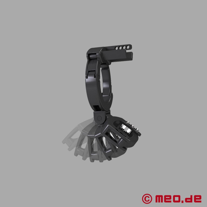 Mystim Pubic Enemy™ No. 3 - клетка целомудрия с электронным стимулятором и функцией CBT - 4