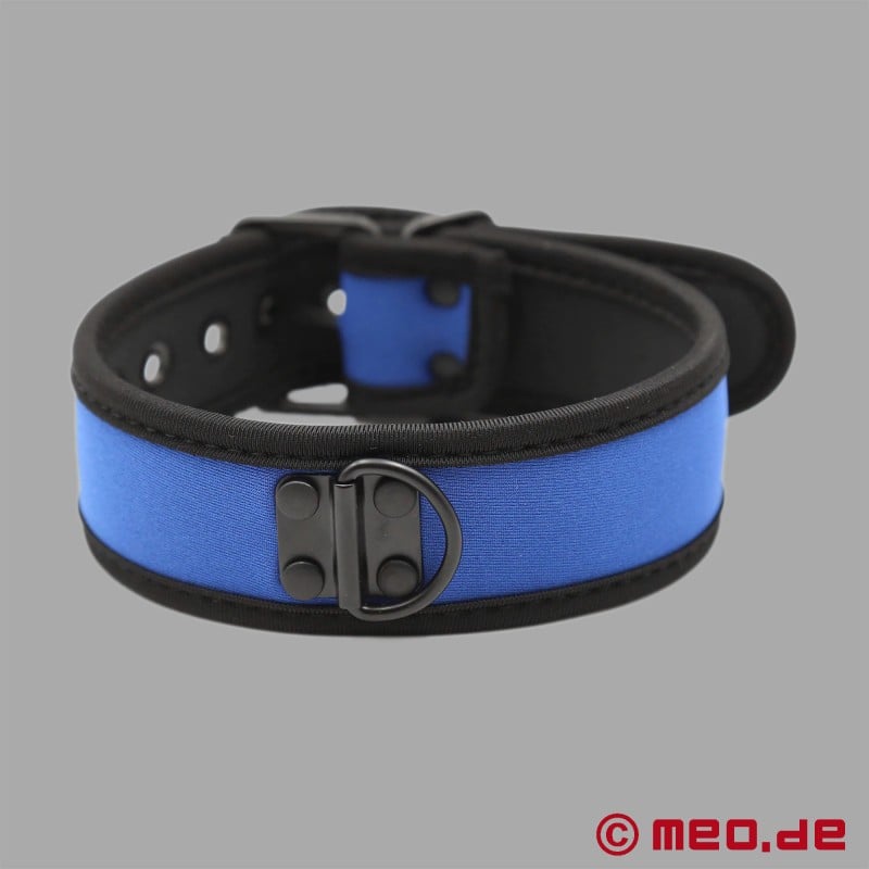 BDSM neopreen halsband in blauw