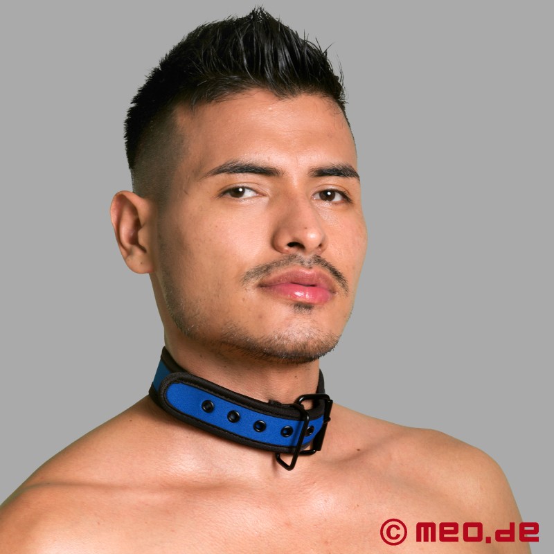 BDSM neopreen halsband in blauw