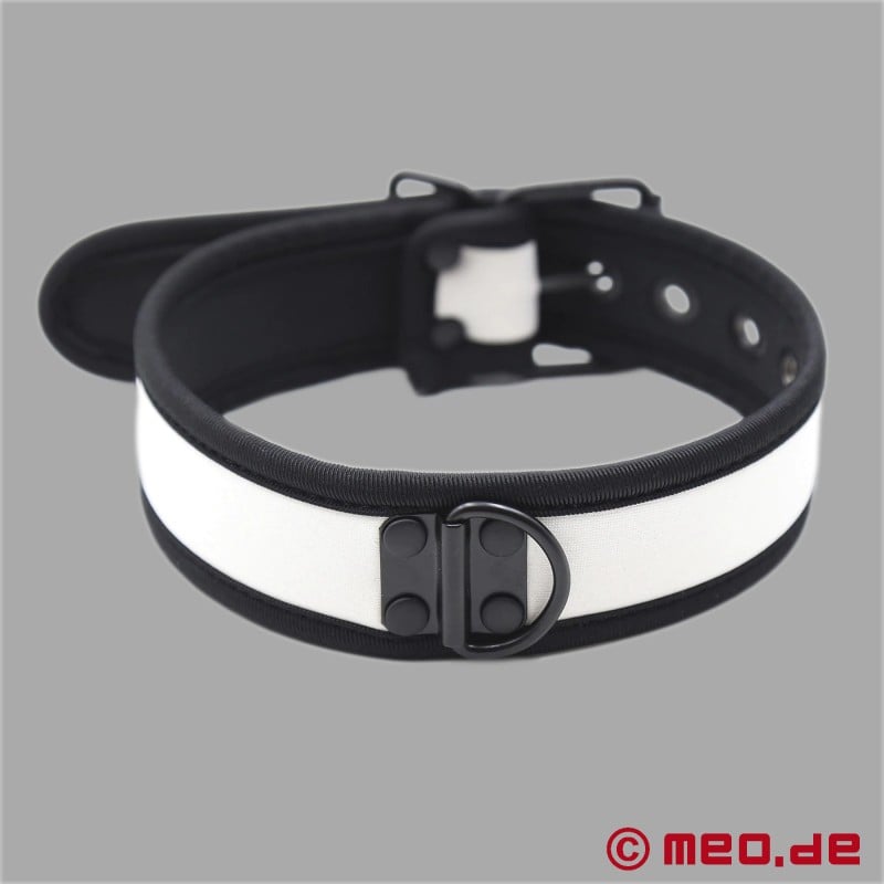 Collar BDSM de neopreno en blanco