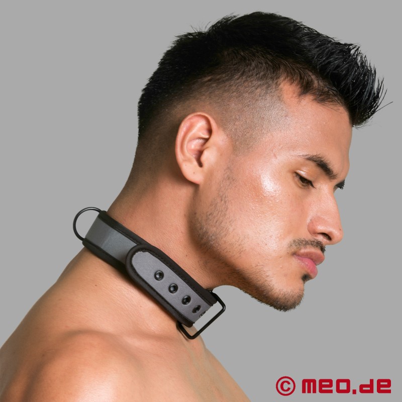 Collar BDSM de neopreno gris - 3