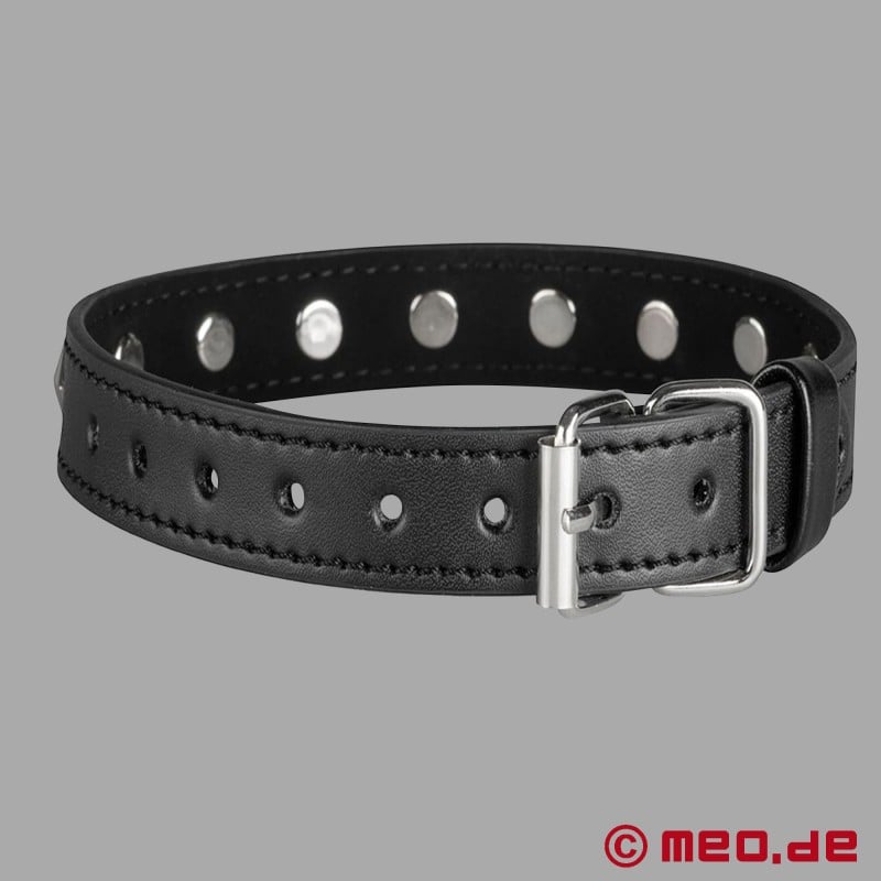 BDSM Halsband aus Leder mit Nieten - schwarz/silber